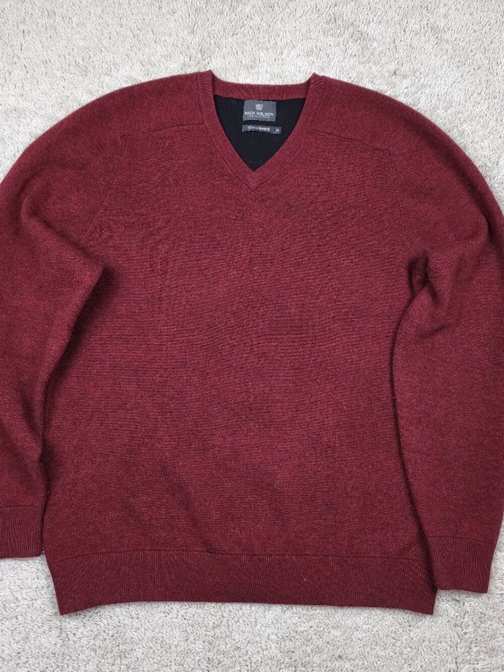 Mack Weldon Sweater Mens XL Red Tech Cashmere Merino Wool Pullover V Neck Layer